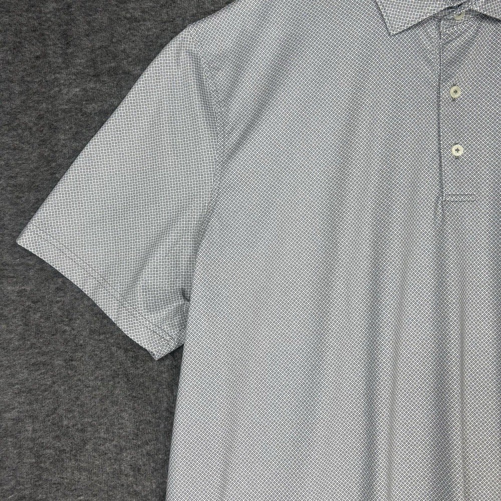 Johnnie O Polo Shirt Mens 2XL Gray Geometric Performance Stretch Bag Boy - Picture 5 of 15